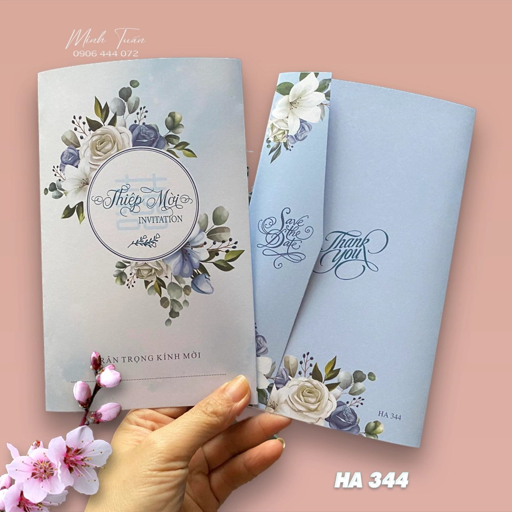 In thiệp cưới giá rẻ. Mẫu thiệp cưới hoa lá sang trọng