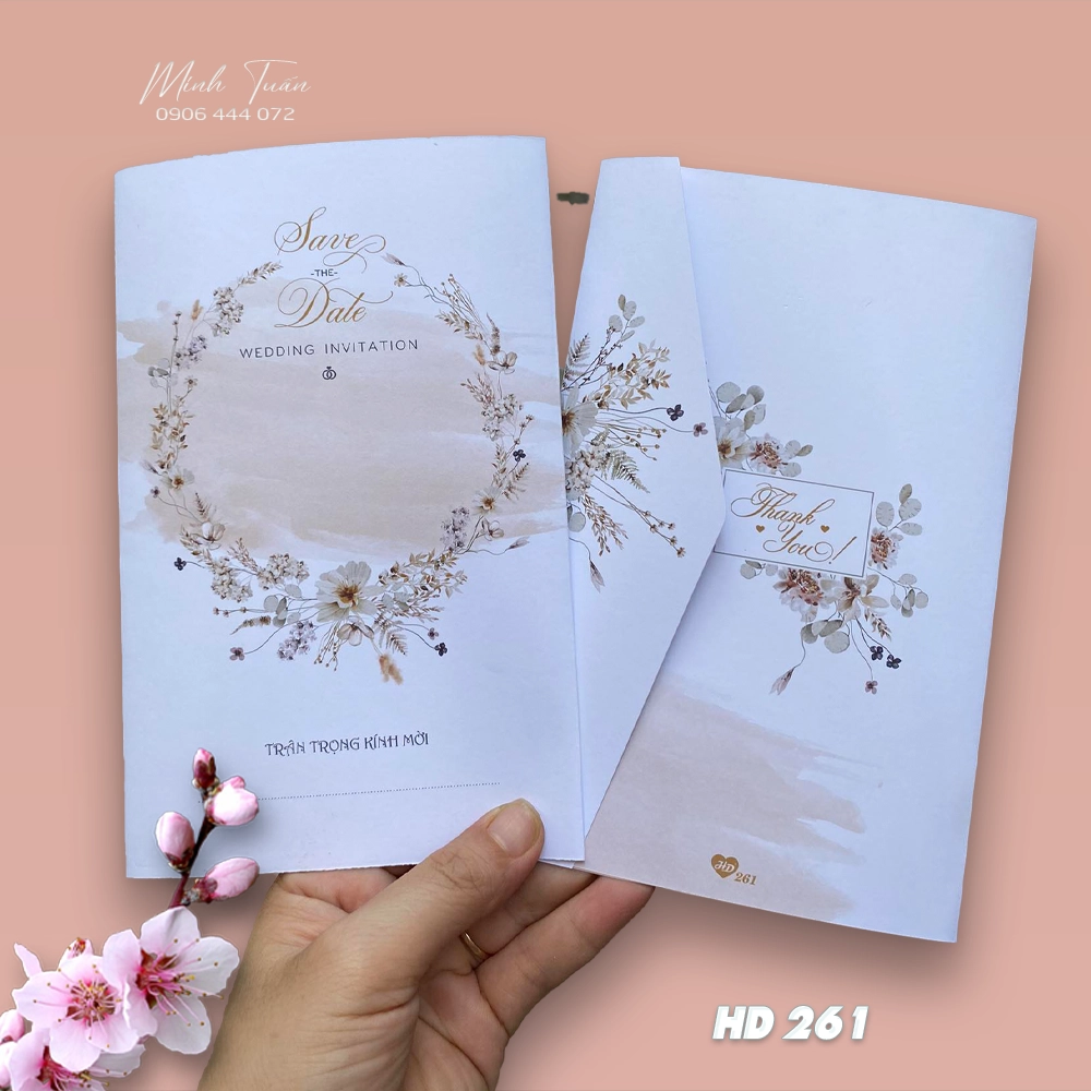 In thiệp cưới giá rẻ. Mẫu thiệp cưới hoa lá