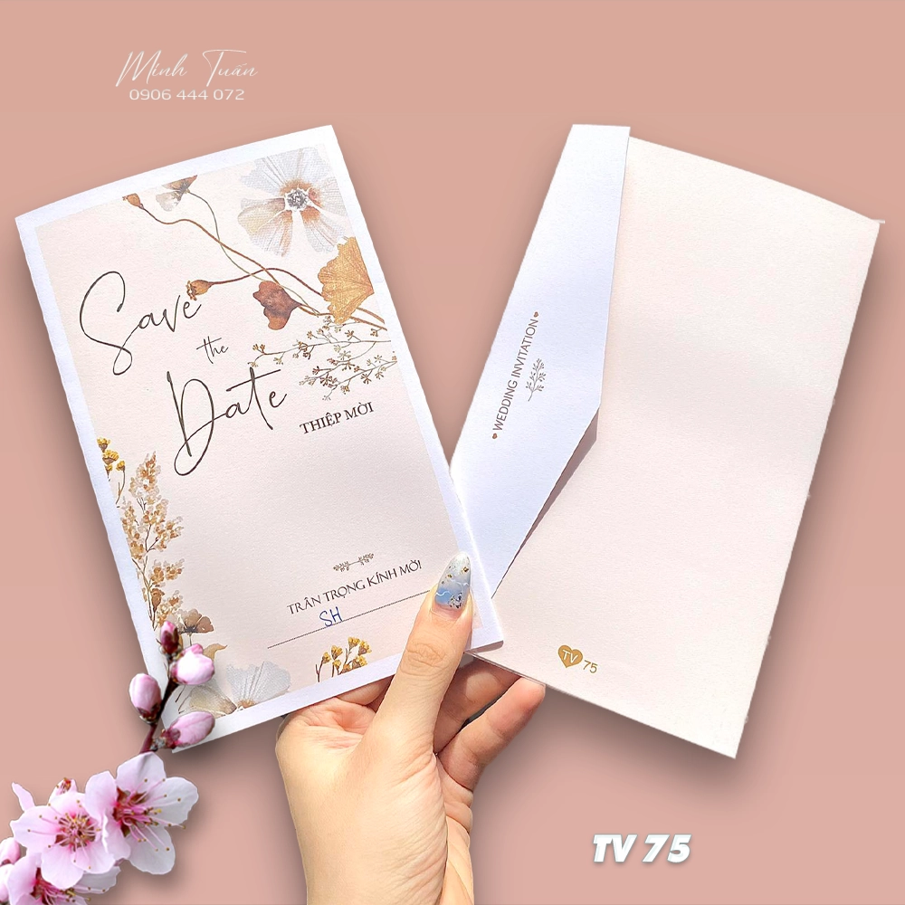 In thiệp cưới giá rẻ. Mẫu thiệp cưới màu vàng lá