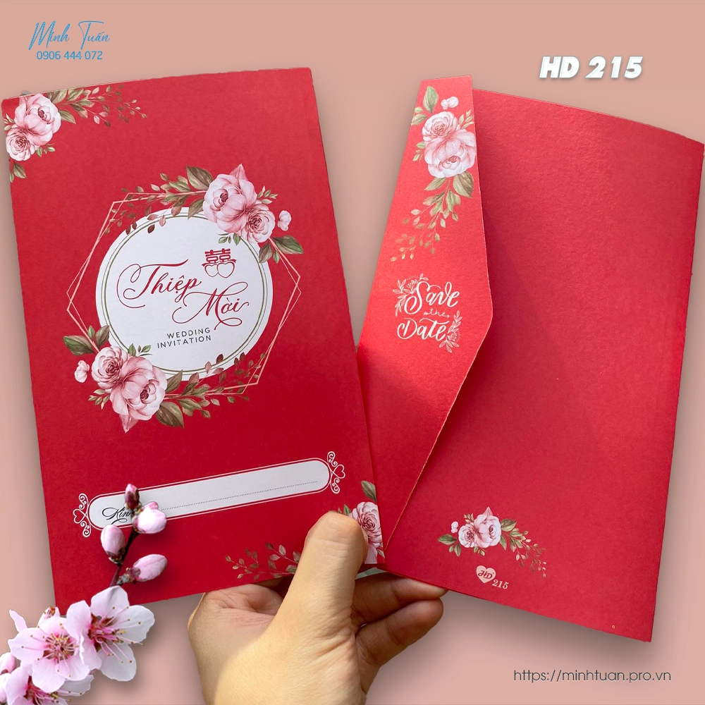 Thiệp cưới giá rẻ. Mẫu thiệp cưới màu đỏ đẹp sang trọng